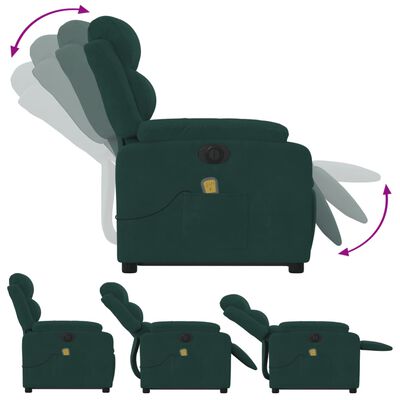 vidaXL Electric Stand up Massage Recliner Chair Dark Green Velvet