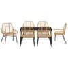 vidaXL Garden Dining Set 7 pcs Brown Poly Rattan