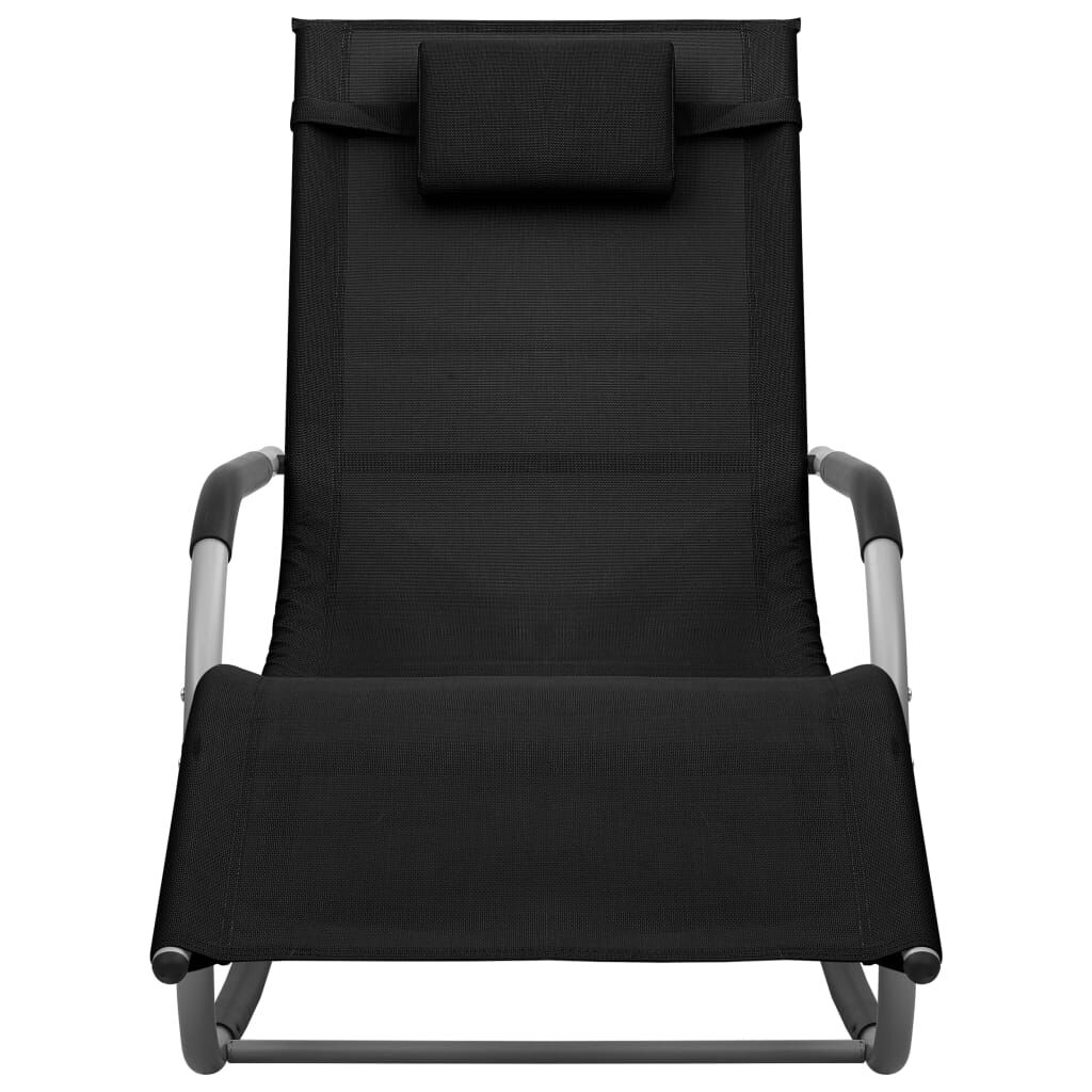 vidaXL Sun Loungers 2 pcs Textilene Black and Grey