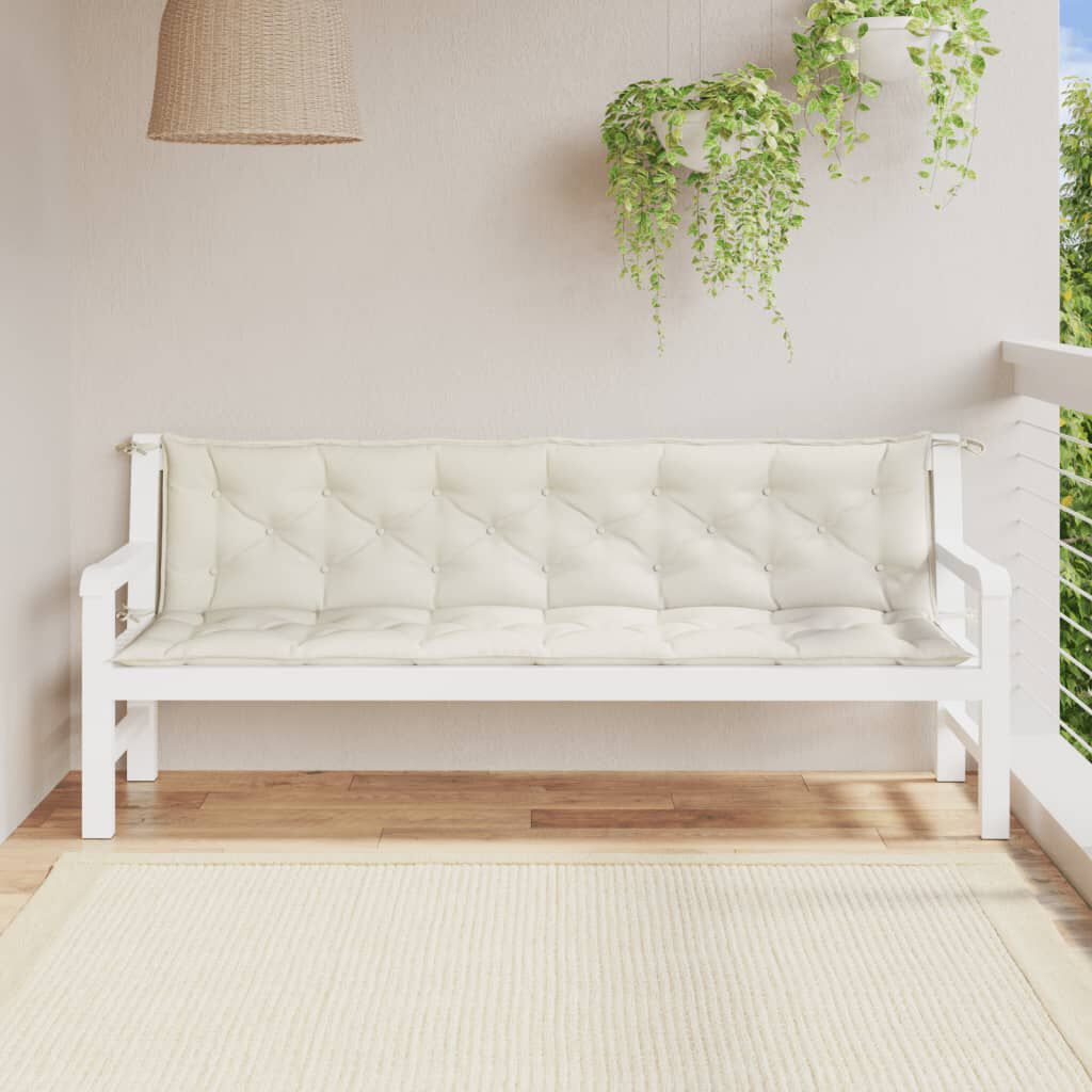 vidaXL Garden Bench Cushions 2 pcs Melange Cream 200x50x7 cm Fabric