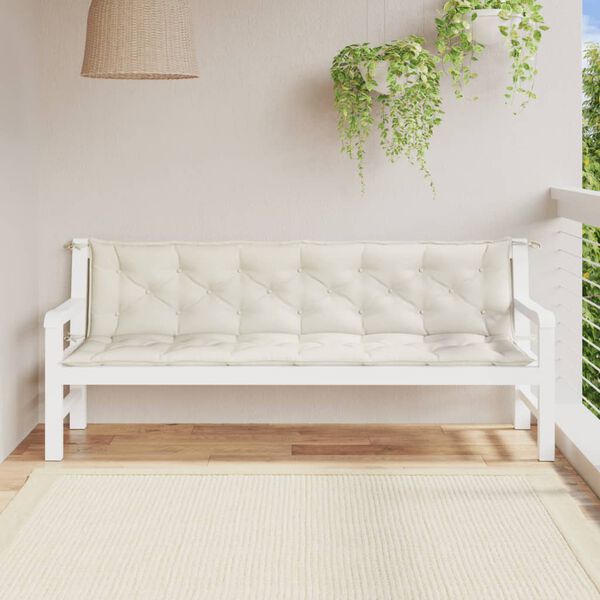 vidaXL Garden Bench Cushions 2 pcs Melange Cream 200x50x7 cm Fabric