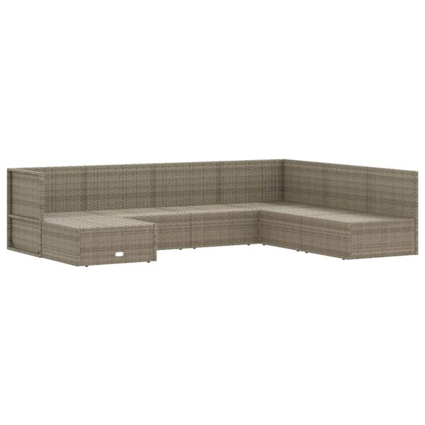 vidaXL 7 Piece Garden Lounge Set with Cushions Grey Poly Rattan