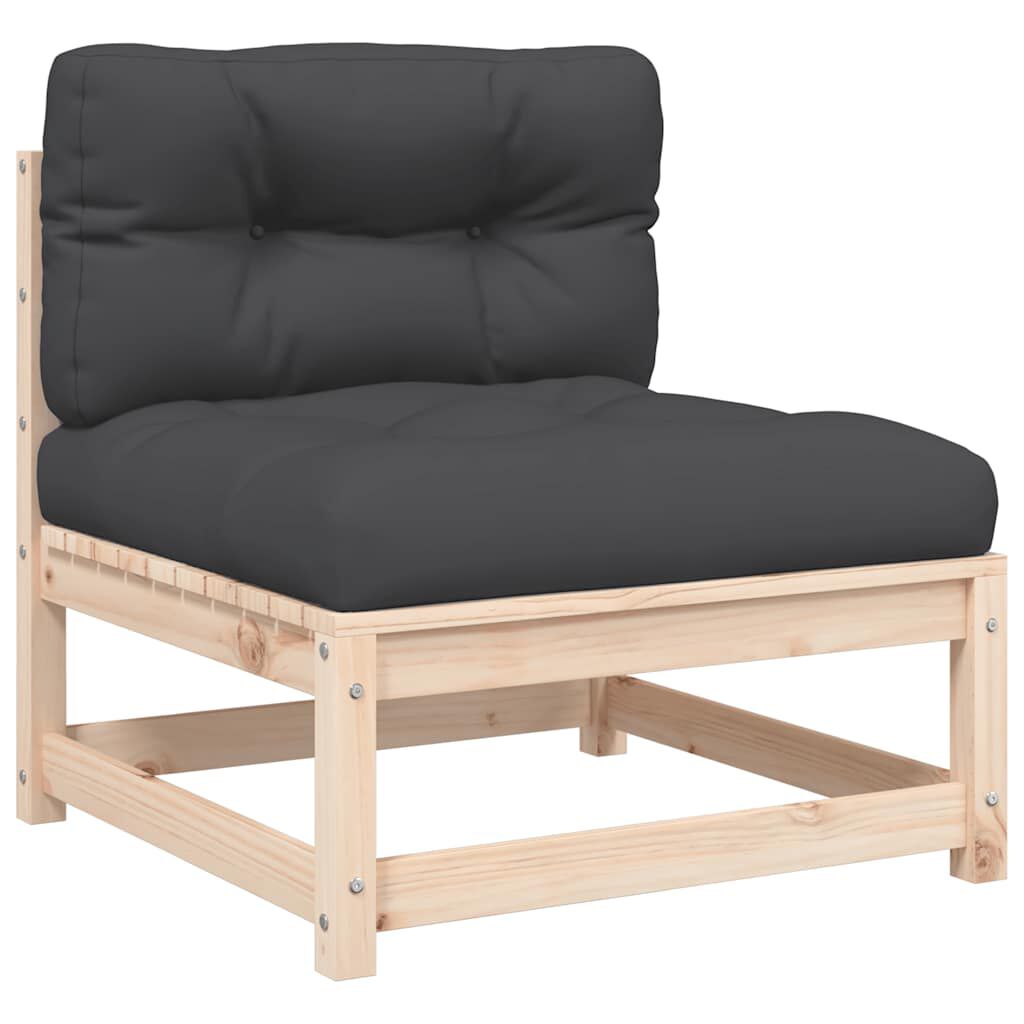 vidaXL Garden Sofas Armless with Cushions 2 pcs Solid Wood Pine