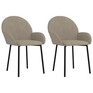 vidaXL Dining Chairs 2 pcs Light Grey Velvet