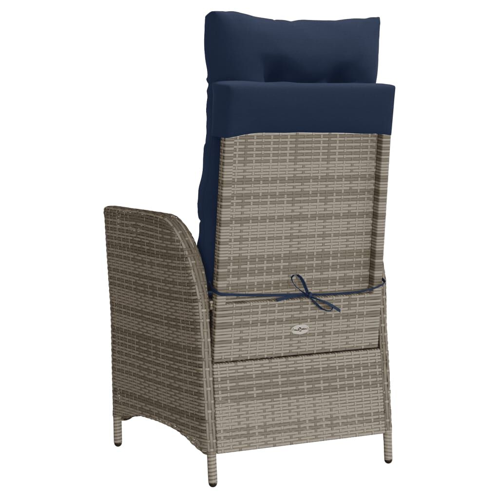 vidaXL 3 Piece Bistro Set with Cushions Grey Poly Rattan