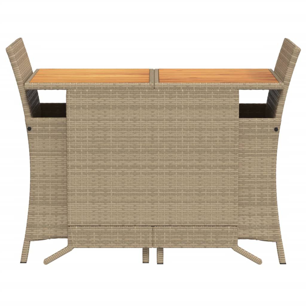 vidaXL 3 Piece Bistro Set with Cushions Beige Poly Rattan