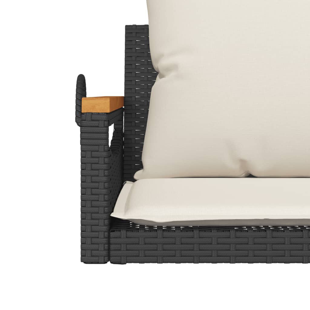 vidaXL Swing Bench with Cushions Black 63x62x40 cm Poly Rattan
