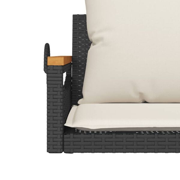 vidaXL Swing Bench with Cushions Black 63x62x40 cm Poly Rattan