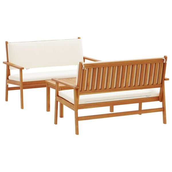 vidaXL 3 Piece Garden Sofa Set with Cushions Solid Wood Acacia