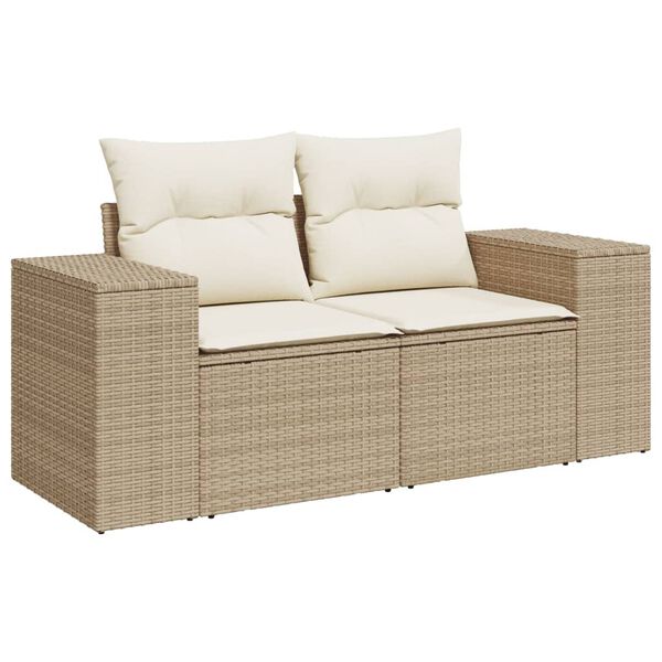 vidaXL 6 Piece Garden Sofa Set with Cushions Beige Poly Rattan