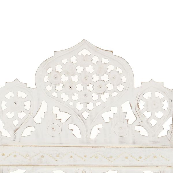 vidaXL Hand carved 3-Panel Room Divider White 120x165 cm Solid Mango Wood