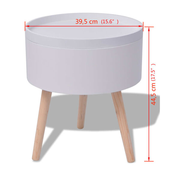 vidaXL Side Table with Serving Tray Round 39.5x44.5 cm White