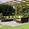 vidaXL 9 Piece Garden Lounge Set with Cushions Brown Poly Rattan