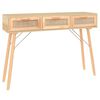 vidaXL Console Table Brown 105x30x75 cm Solid Wood Pine&Natural Rattan