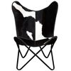 vidaXL Butterfly Chair Black and White Real Cowhide Leather