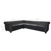 vidaXL Chesterfield Corner Sofa 6-Seater Black Faux Leather