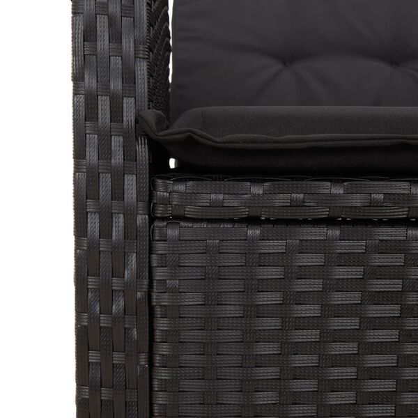 vidaXL 2 Piece Garden Dining Set with Cushions Black Poly Rattan
