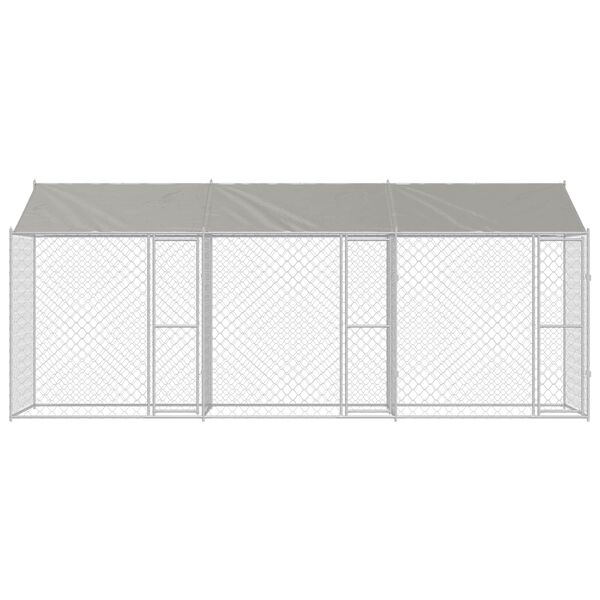 vidaXL Dog Cage with Roof Silver 600 x 200 x 256 cm Steel and PE