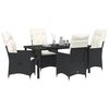 vidaXL Garden Dining Set with Cushion 5 pcs Black Poly Rattan
