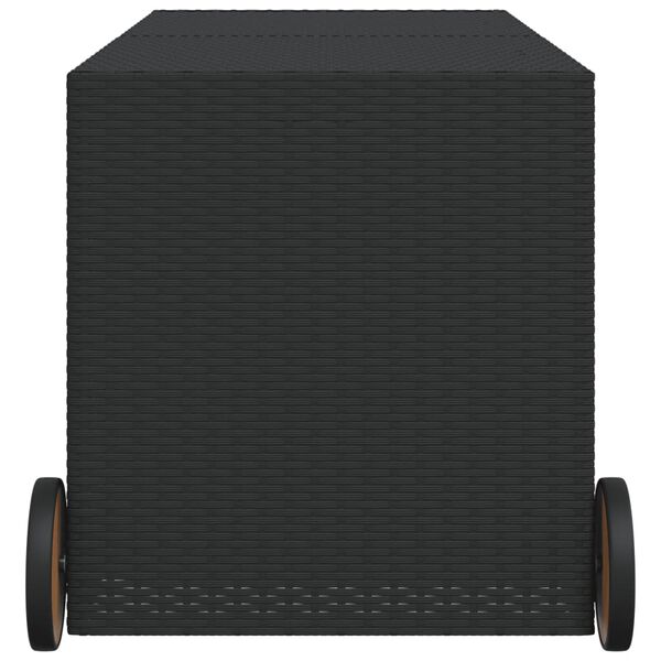 vidaXL Garden Storage Box with Wheels Black 283L Poly Rattan