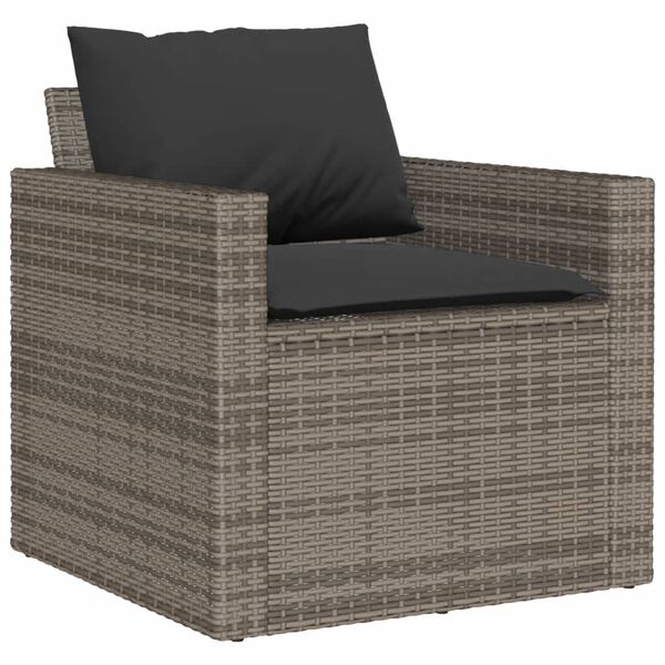 vidaXL 4 Piece Garden Sofa Set with Cushions Grey Poly Rattan