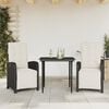 vidaXL 7 Piece Garden Dining Set with Cushions Black Poly Rattan