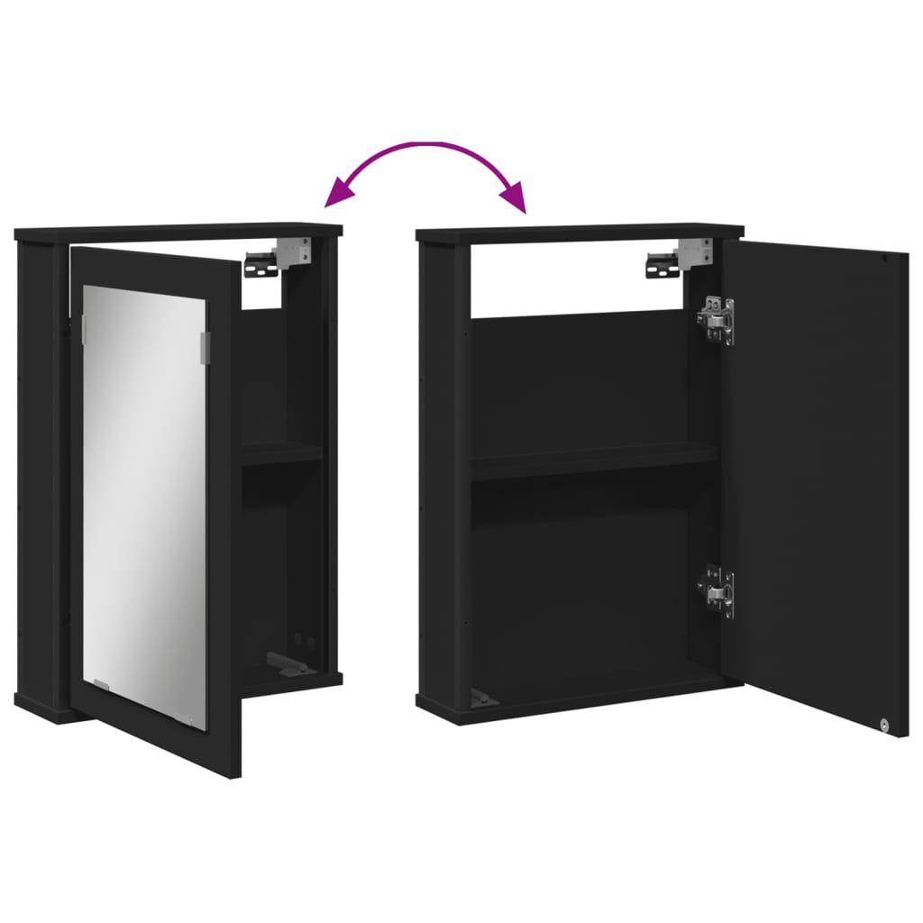 vidaXL Bathroom Mirror Cabinet Black 42x12x60 cm Engineered Wood