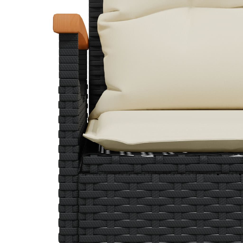 vidaXL 3 Piece Garden Sofa Set with Cushions Black Poly Rattan