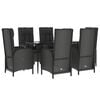 vidaXL 7 Piece Garden Dining Set with Cushions Black Poly Rattan