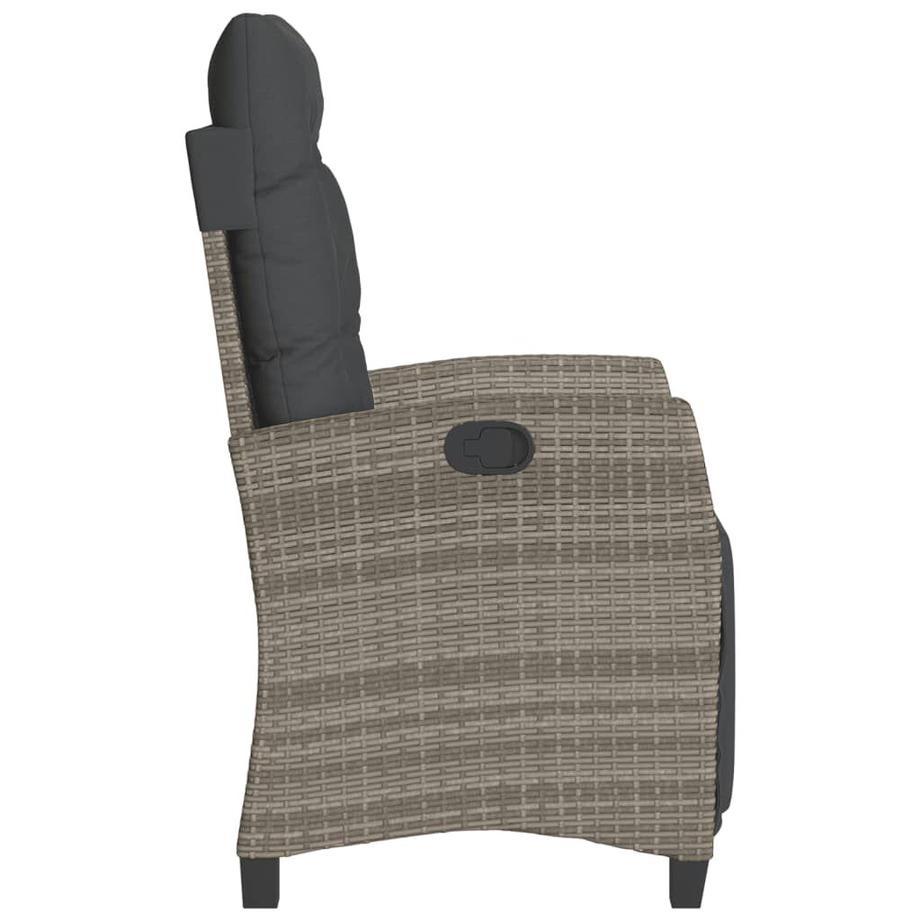 vidaXL 3 Piece Bistro Set with Cushions Grey Poly Rattan