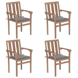 vidaXL Stackable Garden Chairs with Cushions 4 pcs Solid Teak Wood