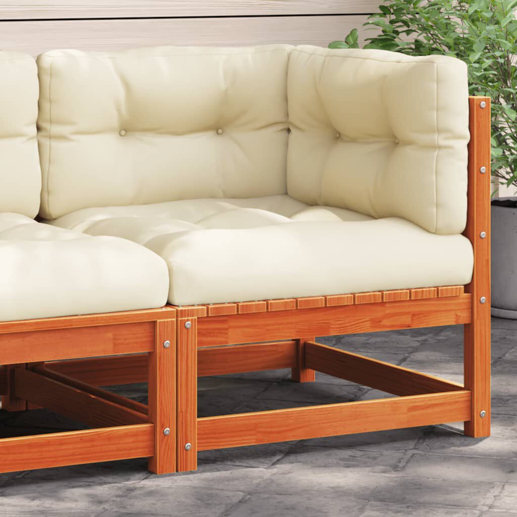 vidaXL Garden Sofa Corner with Cushions Wax Brown Solid Wood Pine