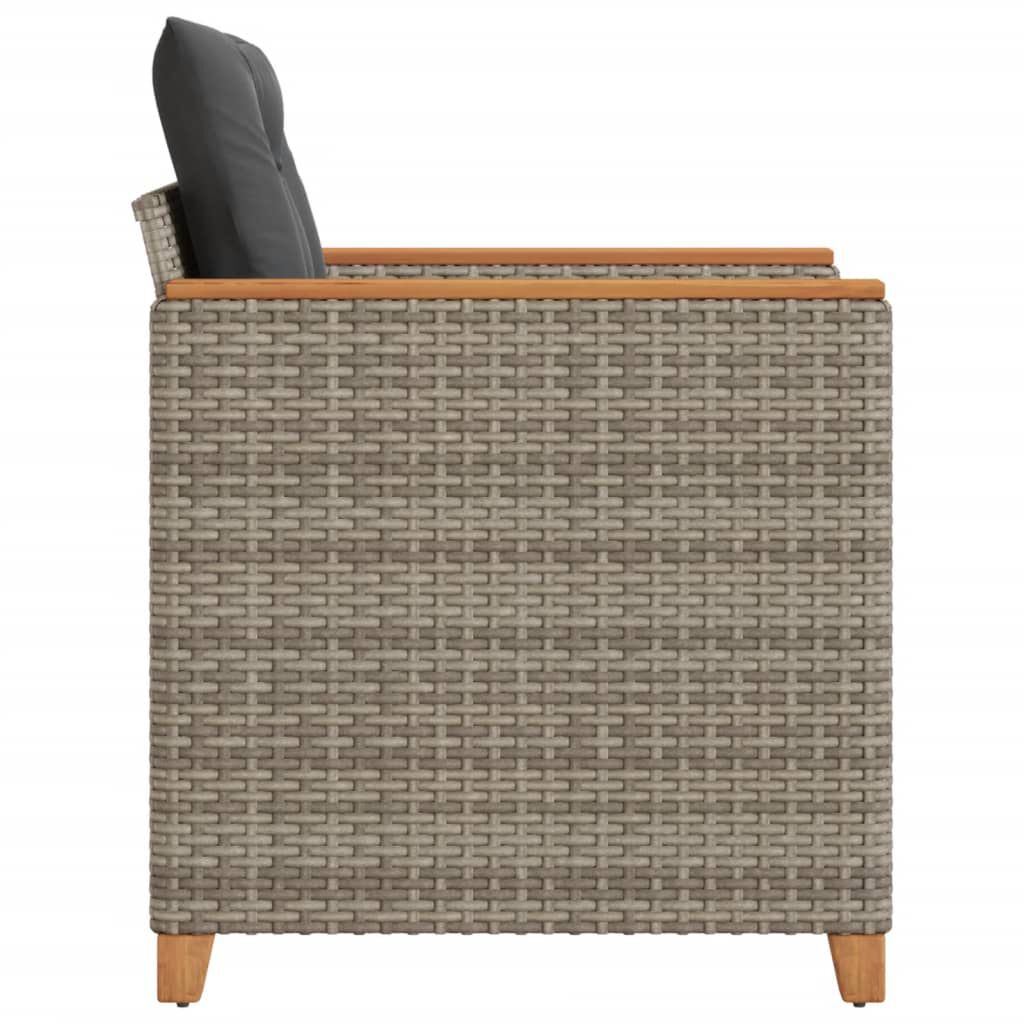 vidaXL Garden Chair with Cushions Grey Poly Rattan