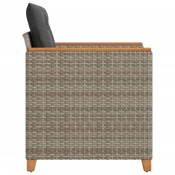 vidaXL Garden Chair with Cushions Grey Poly Rattan