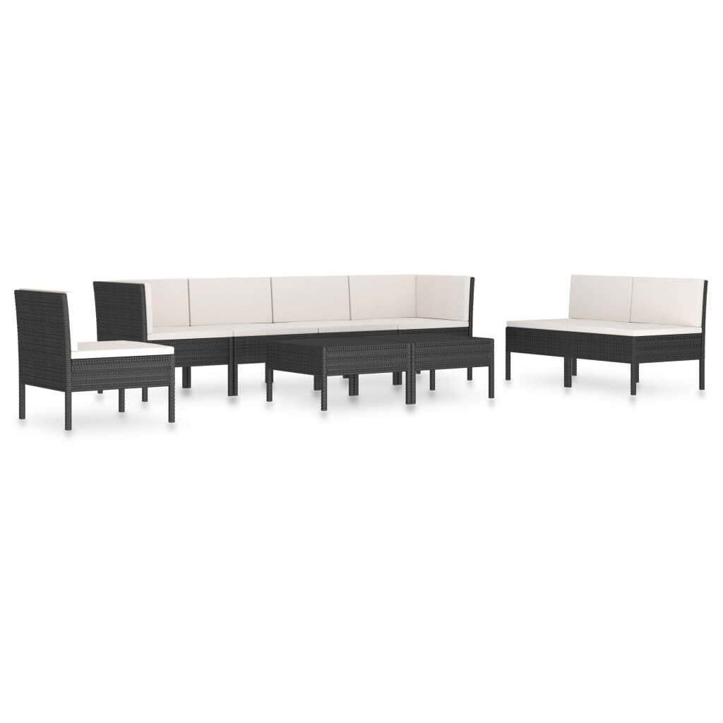 vidaXL 9 Piece Garden Lounge Set with Cushions Poly Rattan Black