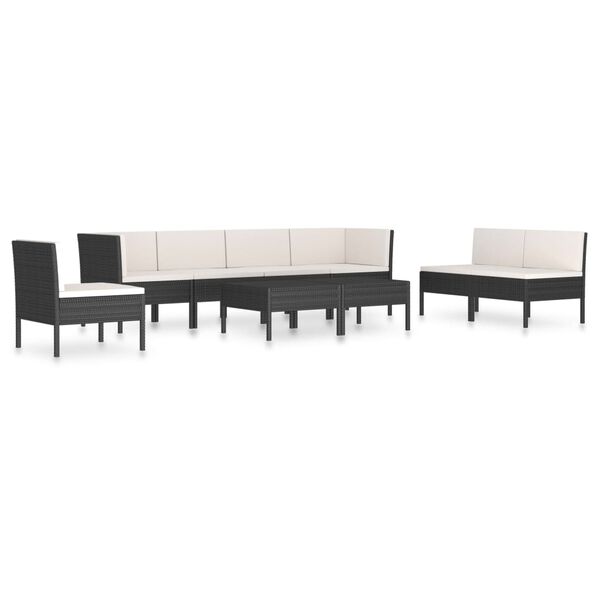 vidaXL 9 Piece Garden Lounge Set with Cushions Poly Rattan Black