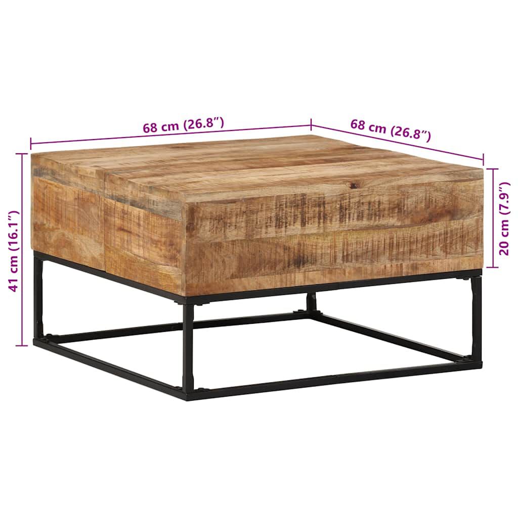 vidaXL Coffee Table 68x68x41 cm Rough Mango Wood