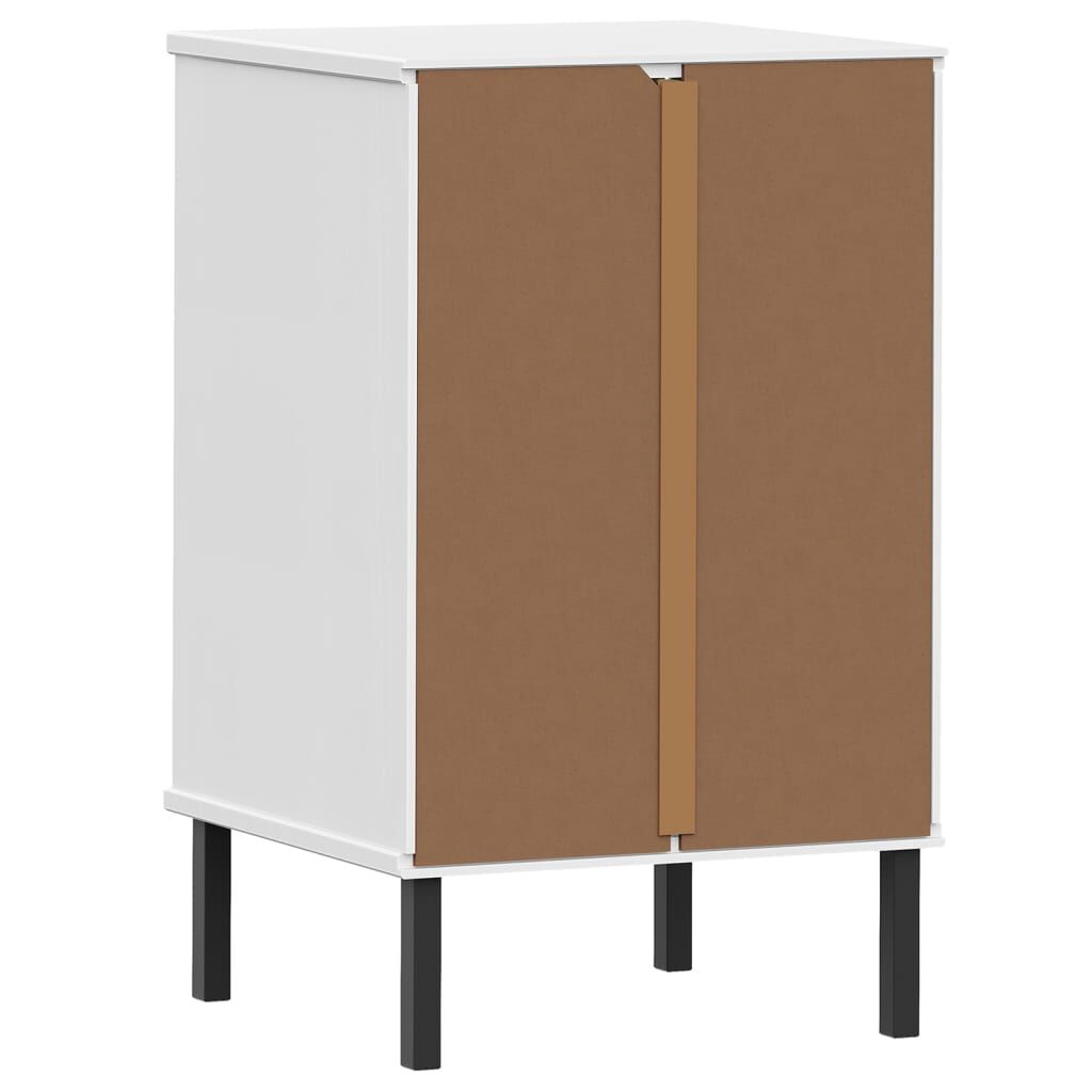 vidaXL Bedside Cabinet with Metal Legs White Solid Wood Pine OSLO