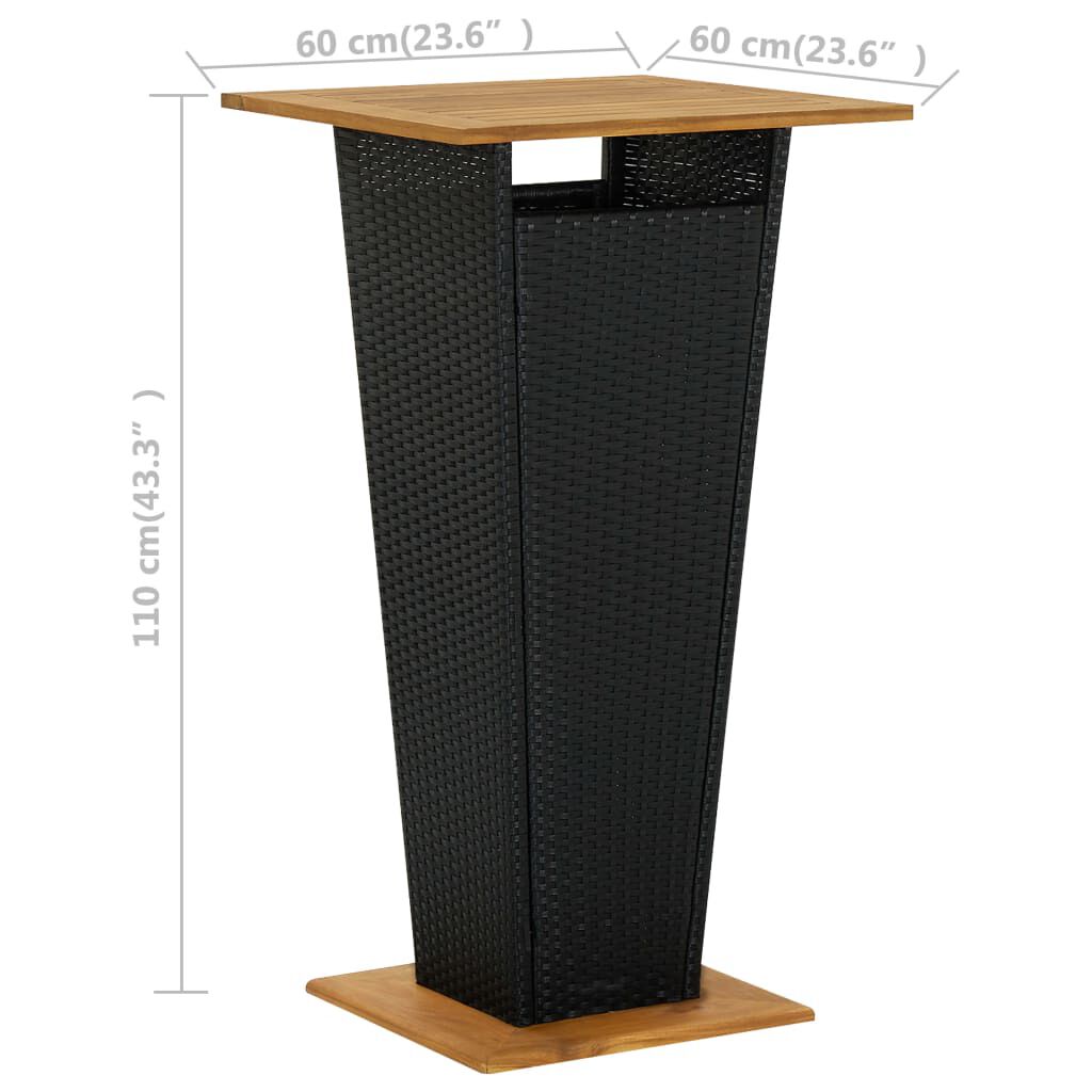 vidaXL 5 Piece Garden Bar Set with Cushions Poly Rattan Black