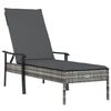vidaXL Sun Lounger with Cushion Grey Poly Rattan