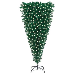 vidaXL Upside-down Artificial Pre-lit Christmas Tree Green 210 cm