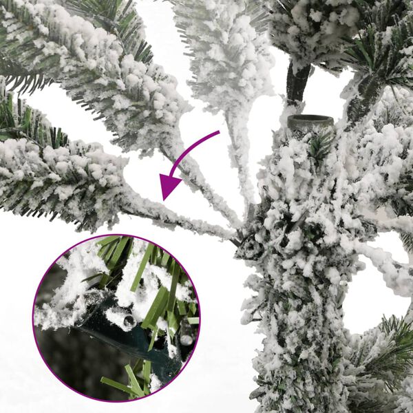 vidaXL Artificial Hinged Christmas Tree with Flocked Snow 180 cm