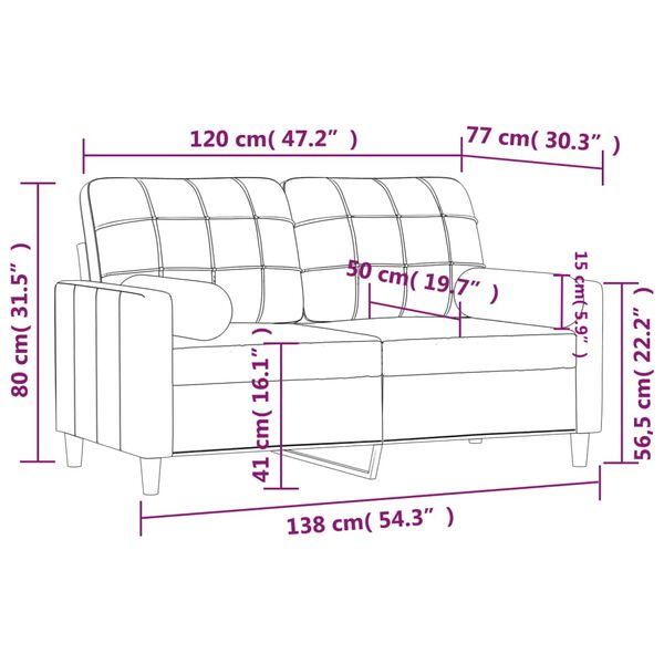 vidaXL 2-Seater Sofa with Throw Pillows Dark Grey 120 cm Fabric