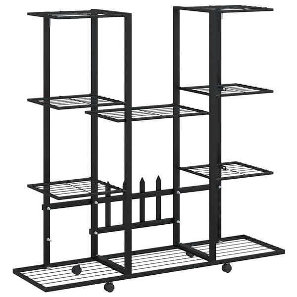 vidaXL Flower Stand with Wheels 94.5x24.5x91.5 cm Black Iron