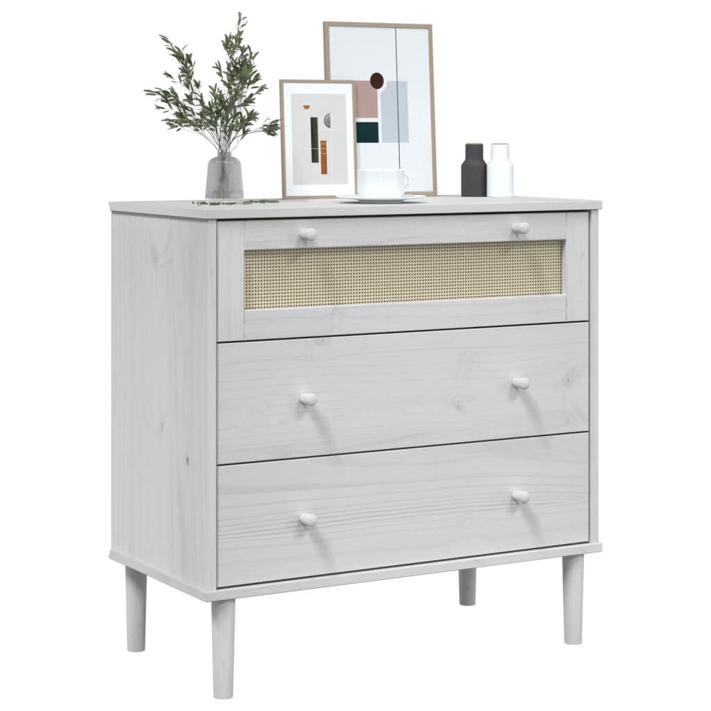 vidaXL Drawer Cabinet SENJA Rattan Look White 80x40x80 cm Solid Wood Pine