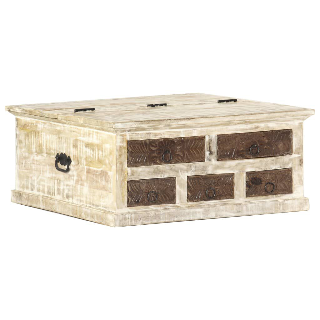 vidaXL Coffee Table White 68x68x30 cm Solid Mango Wood