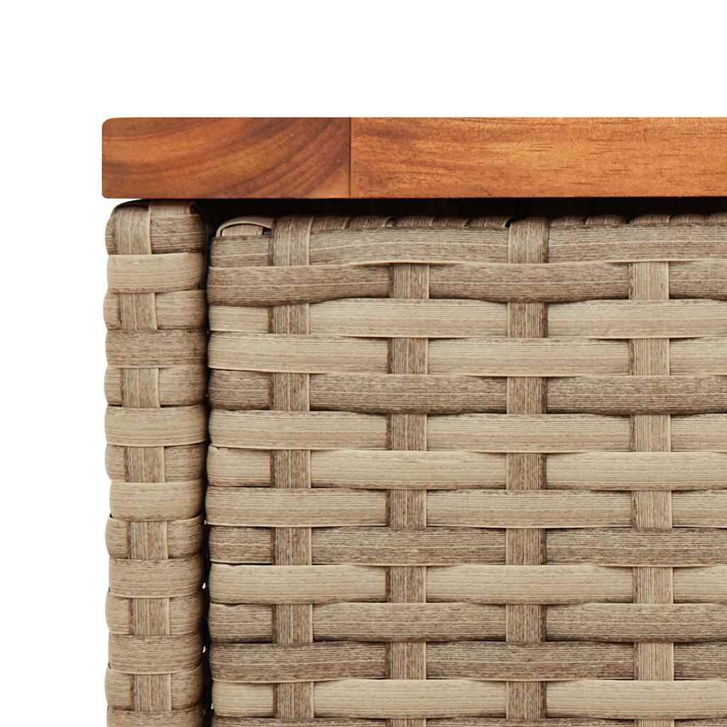 vidaXL Garden Side Table with Wooden Top Beige 58x27.5x55 cm Poly Rattan