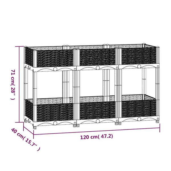 vidaXL Raised Bed 120x40x71 cm Polypropylene