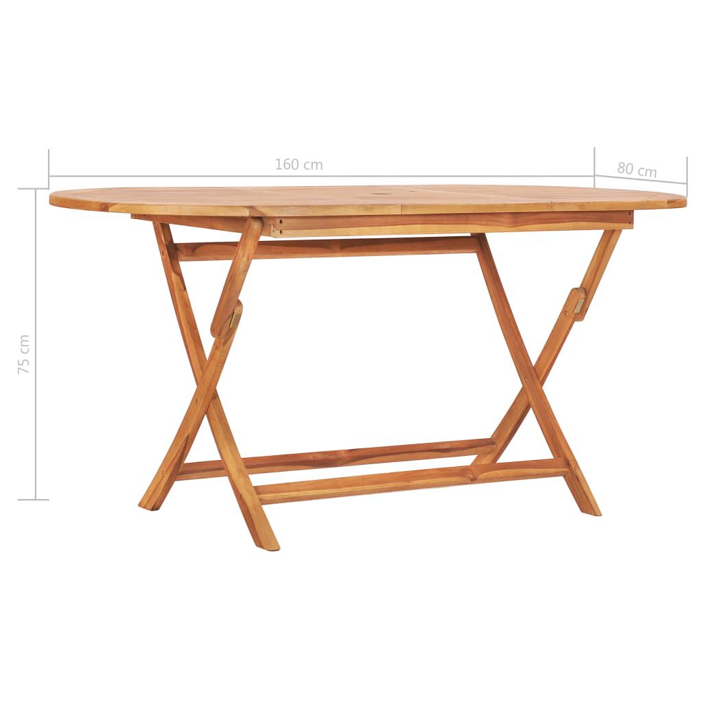vidaXL 7 Piece Folding Outdoor Dining Set Solid Teak Wood