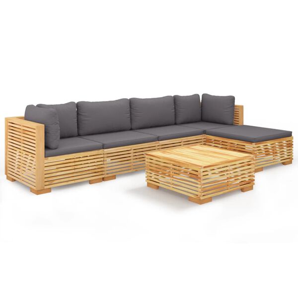 vidaXL 6 Piece Garden Lounge Set with Cushions Solid Teak Wood